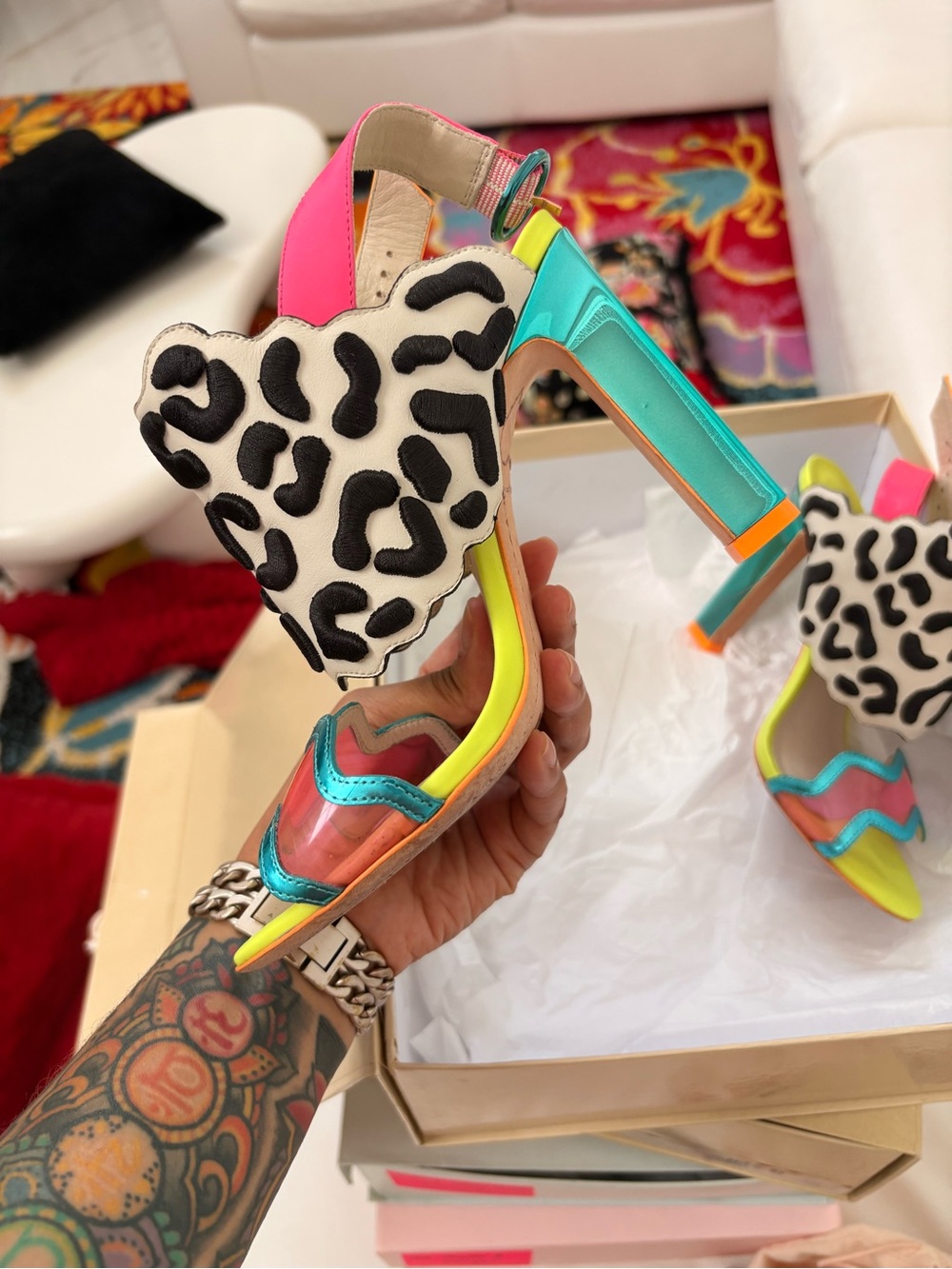 Sophia Webster Teal and Turquoise Strappy Sandals